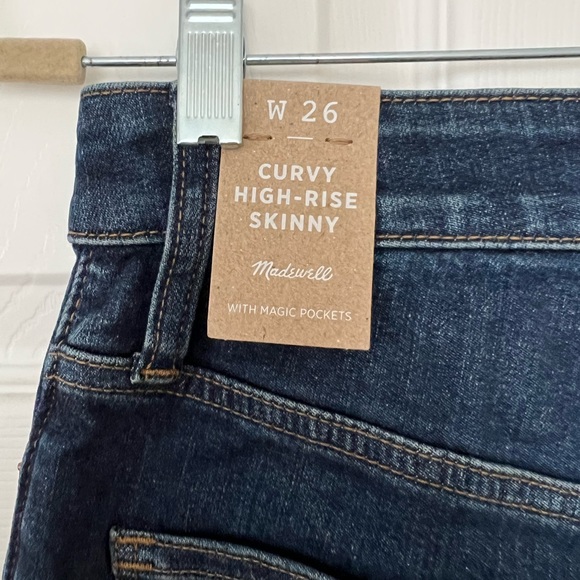 Madewell NWT Curvy High-Rise Skinny Jeans Size 26, dark blue wash - Picture 5 of 6